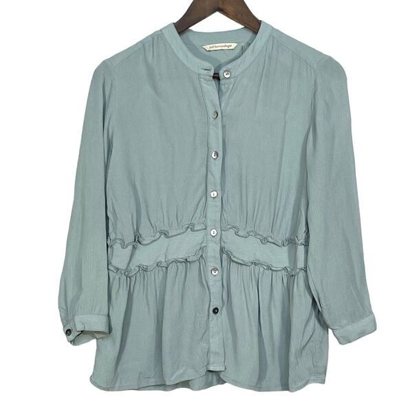 Soft Surroundings Blouse Top Women Size XSP Green 3/4 Sleeve Style# 38823 - Picture 1 of 13